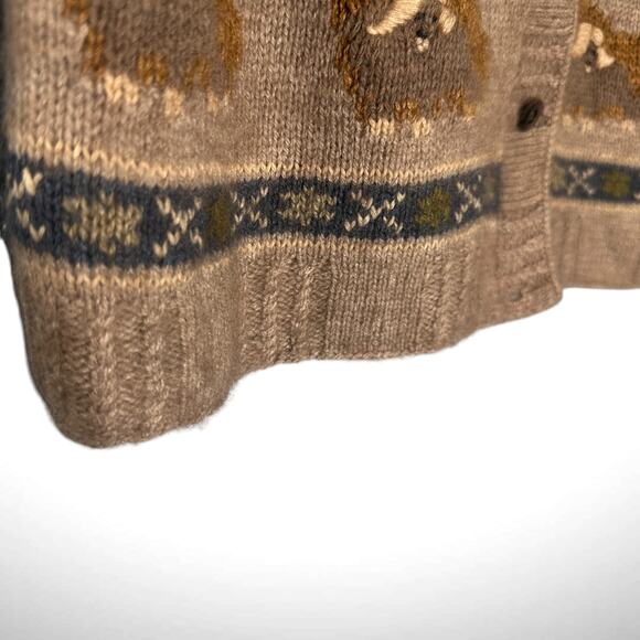 Qiviuk Nando Hand Knit Musk Ox Cardigan Sweater‎ Sz Large Brown Wool Grandpacore - Picture 9 of 13